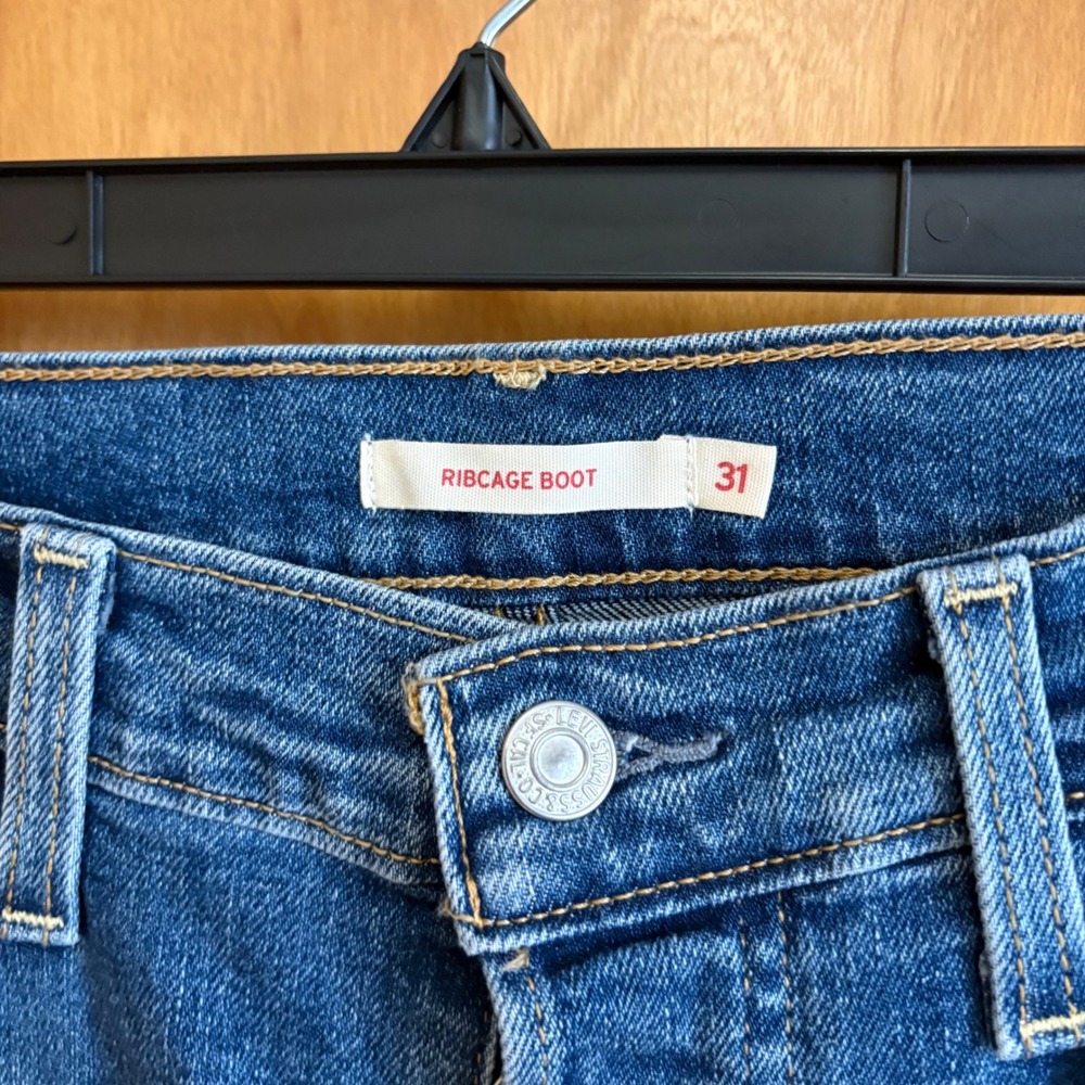 Levis Ribcage Bootcut Jeans Womens 31 Blue High Rise Button Fly 36934-0012 - Picture 2 of 9